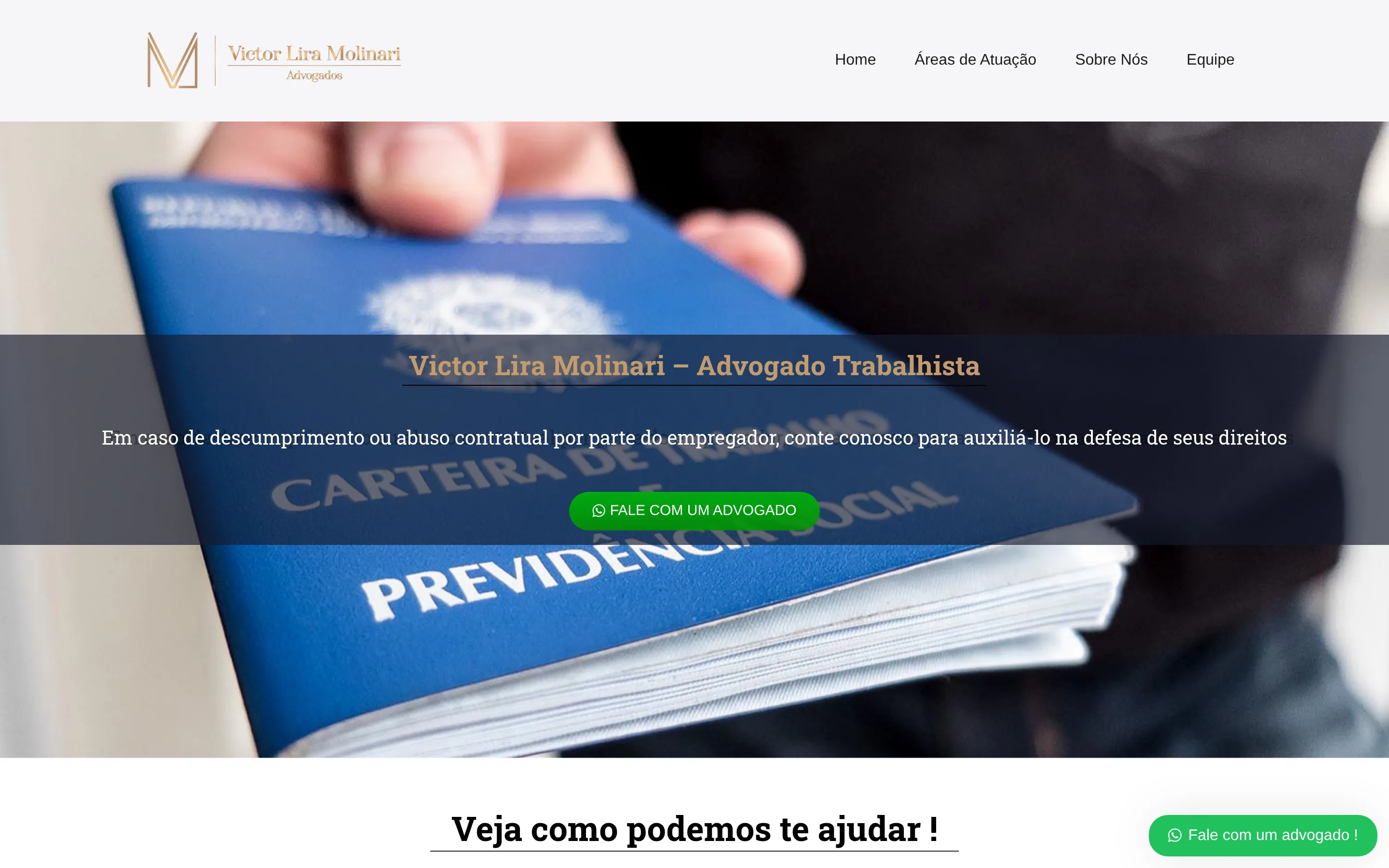 Página inicial do site Molinari Advogados, capturada em 2026-08-06